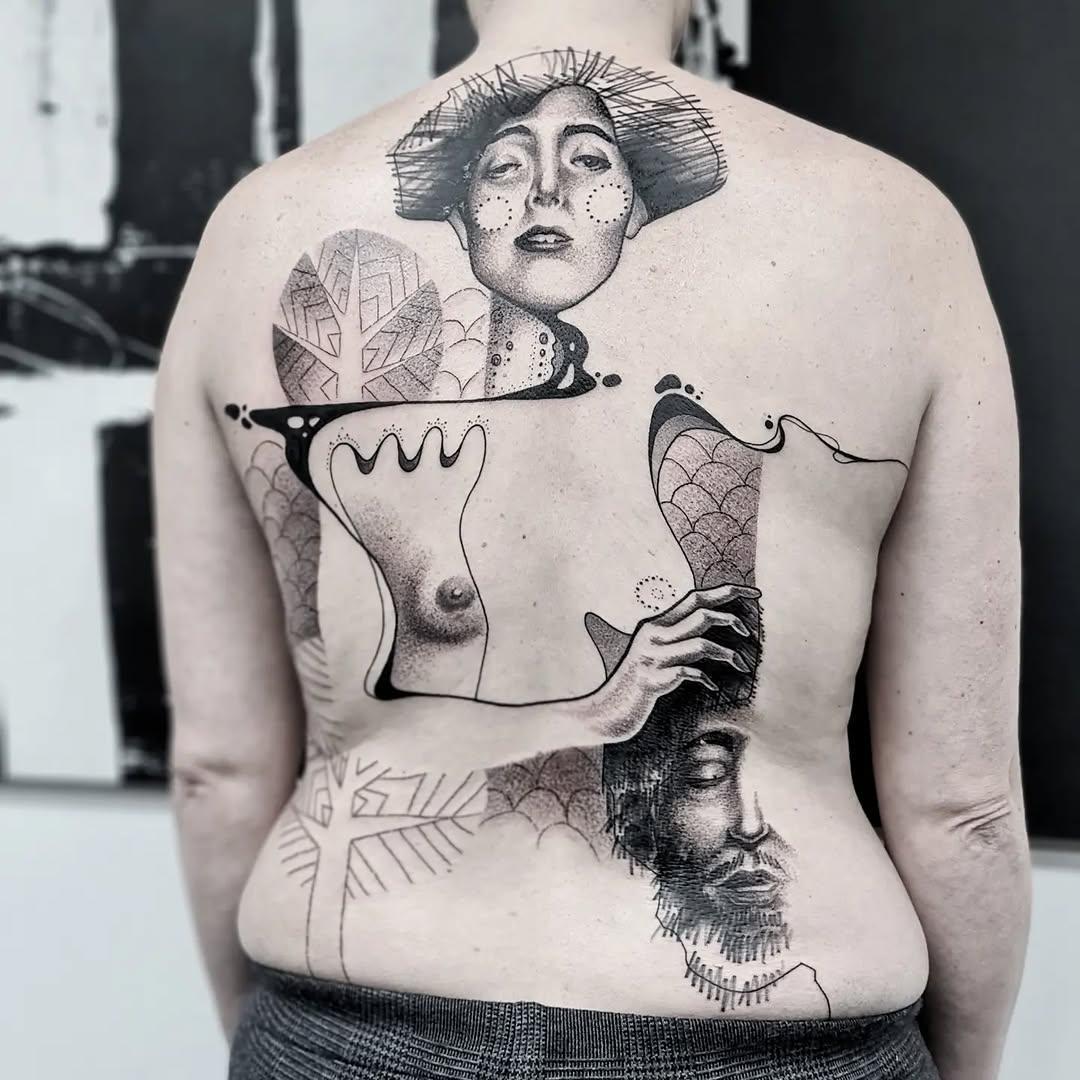 Tatouage Judith et Holopherne Klimt réinterprété — bichontattoo
