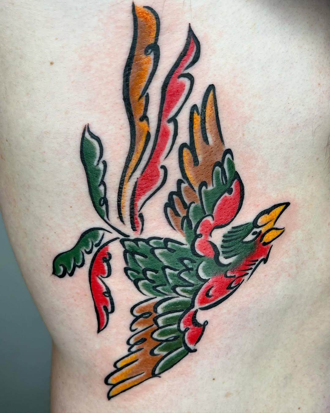 Tatouage Phénix coloré — monti_tattooist