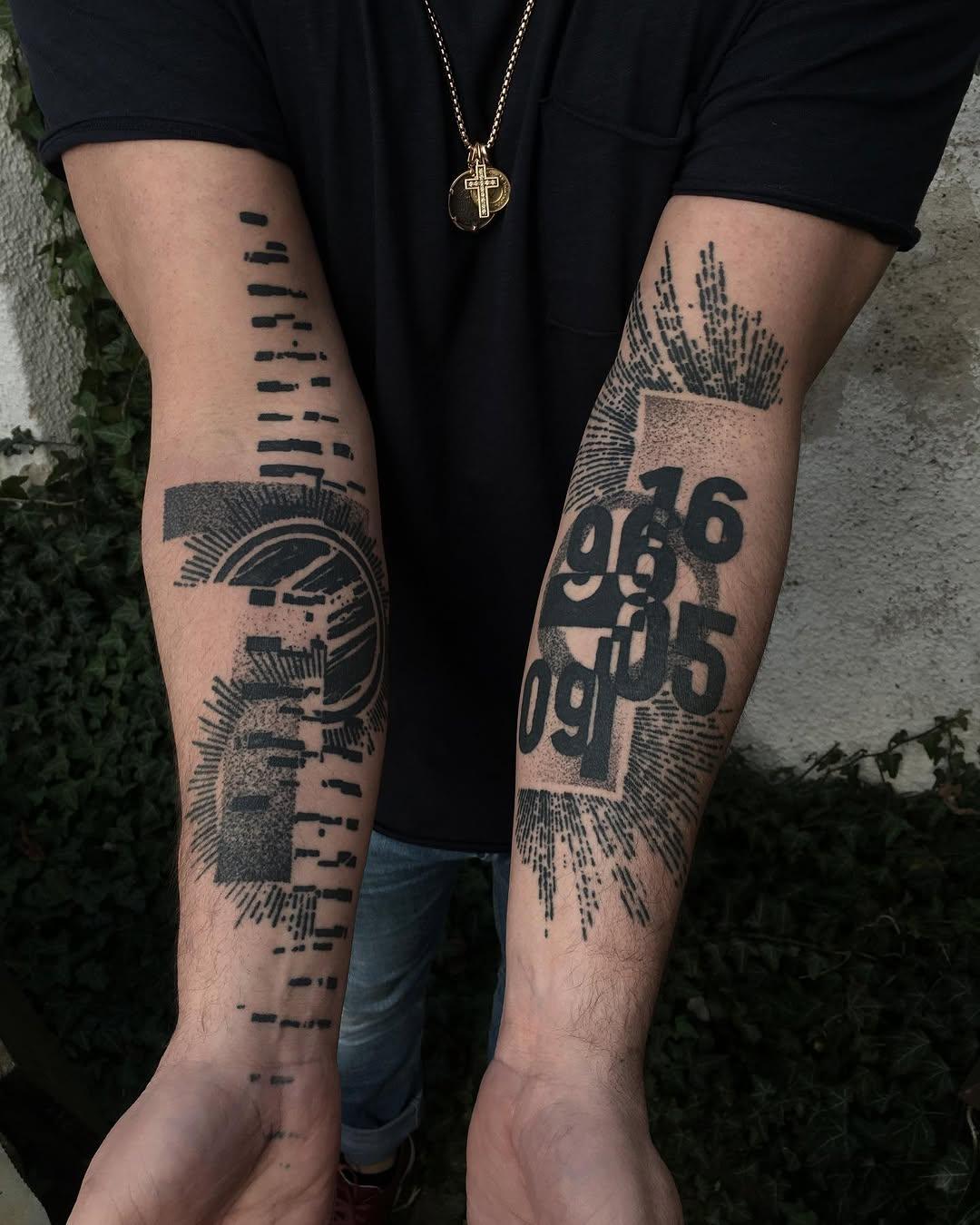 Tatouage Géométrie et écriture jambes — mercytattz