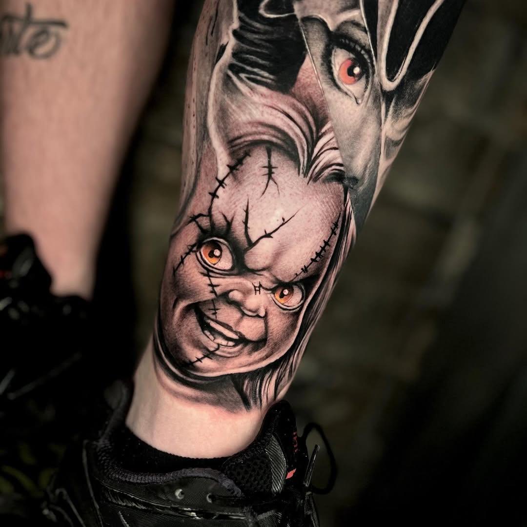 Tatouage Chucky horreur — yeyotattooartist