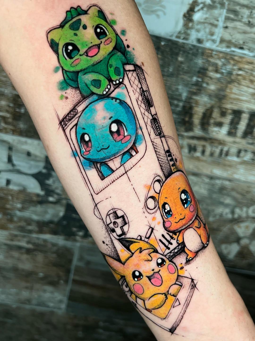 Tatouage Pokemon et Game Boy — yeyotattooartist