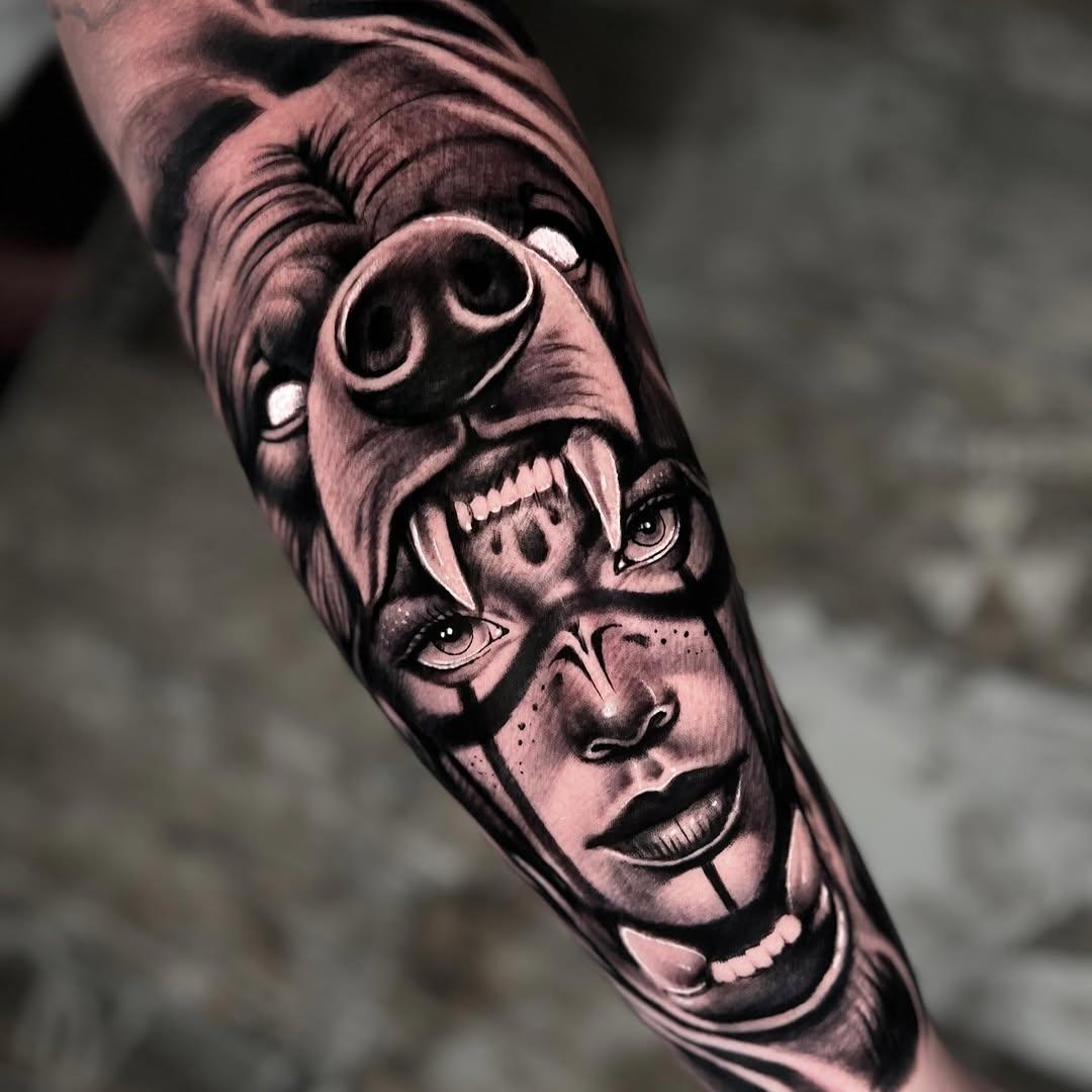 Tatouage Visage indien — yeyotattooartist