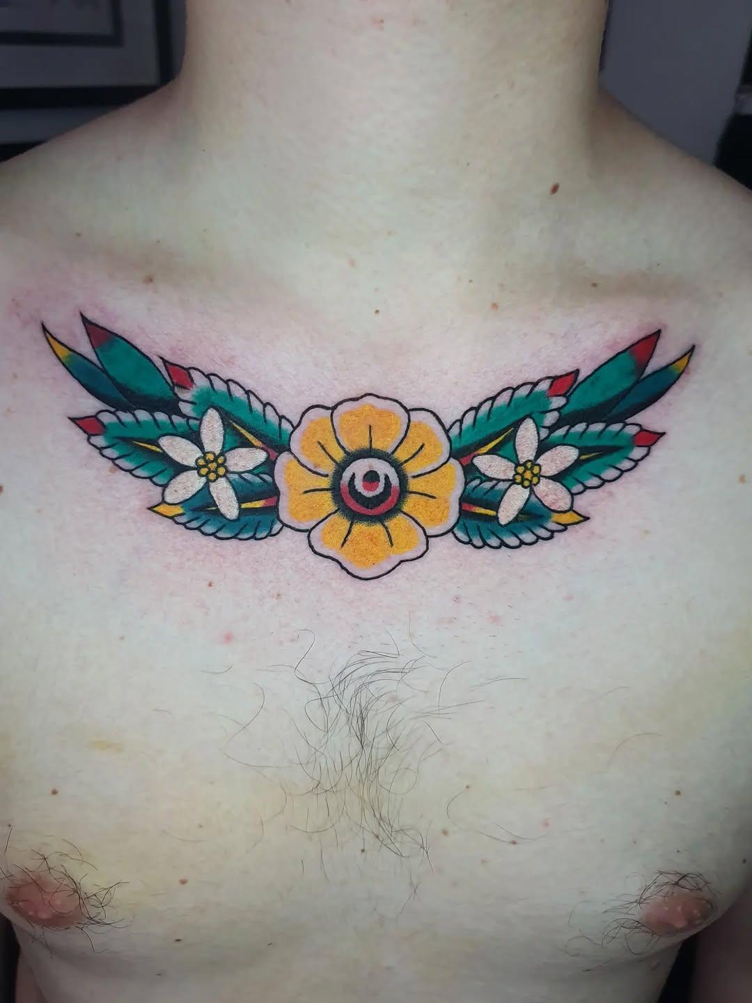 Tatouage Fleurs ailées — elbenttattoo