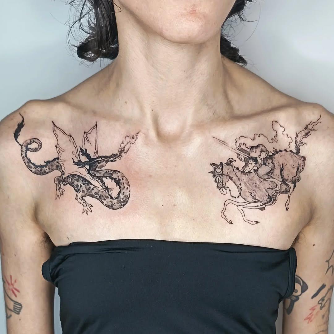 Tatouage deux créatures/monstres — cagnecanine