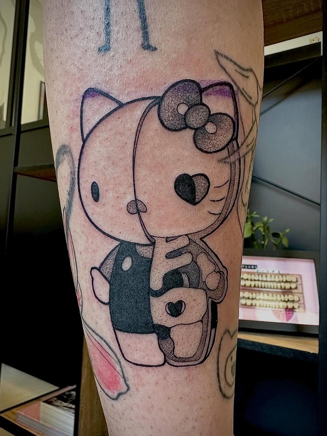 Hello Kitty flash blackwork — lilithblackwork
