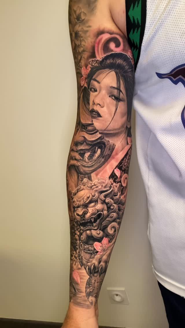 Tatouage Geisha et démon asiatique — dark_spirit_tattoo