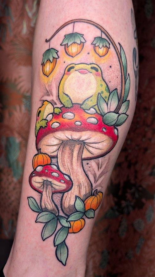 Grenouilles et champignons illustratif — madz.tattoo