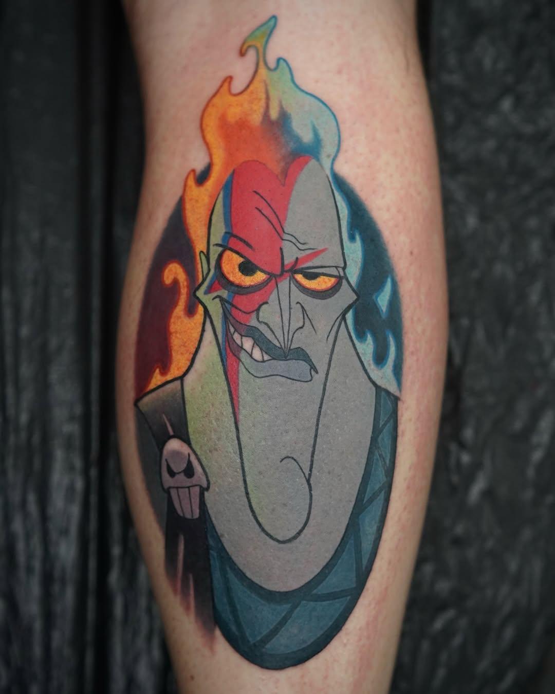 Tatouage Hadès/Bowie mix coloré — yagothebear