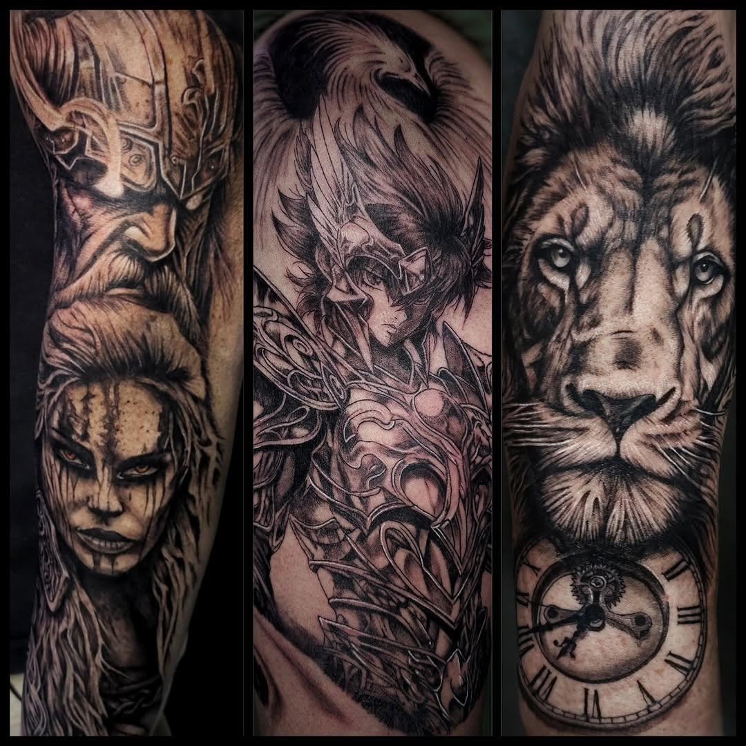 Tatouage Viking avec tête, Manga féminin, Lion avec horloge — clarahealthyfit