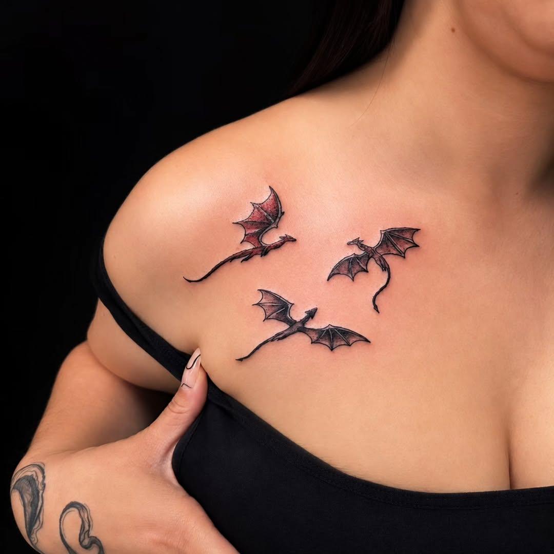 Tatouage Dragons géométriques — juda_tattooer