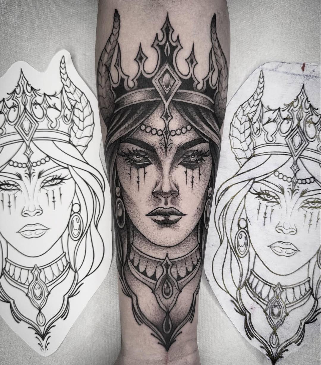 Tatouage Portrait femme neotrad — frk.tattoo
