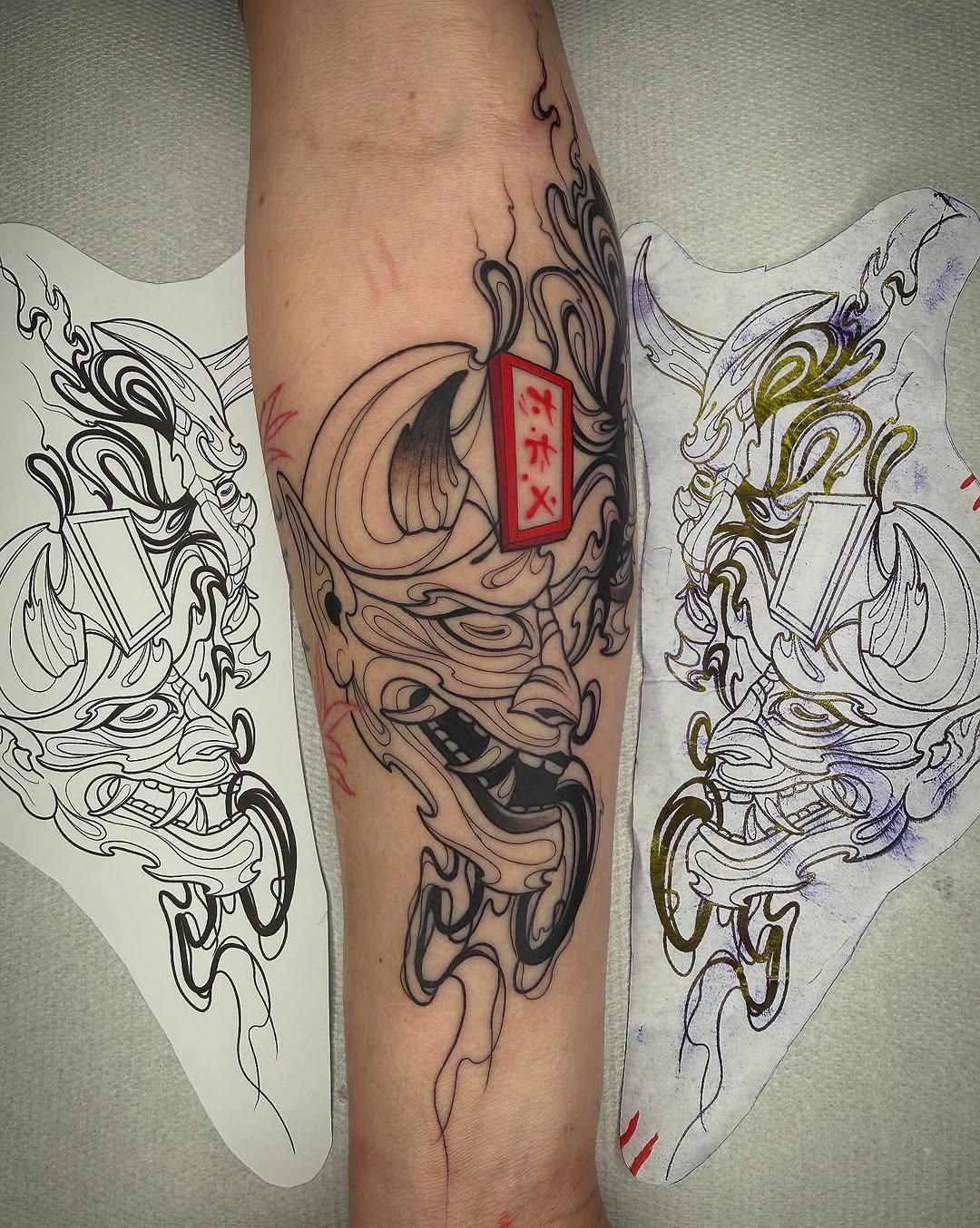 Tatouage Masque Hannya — frk.tattoo