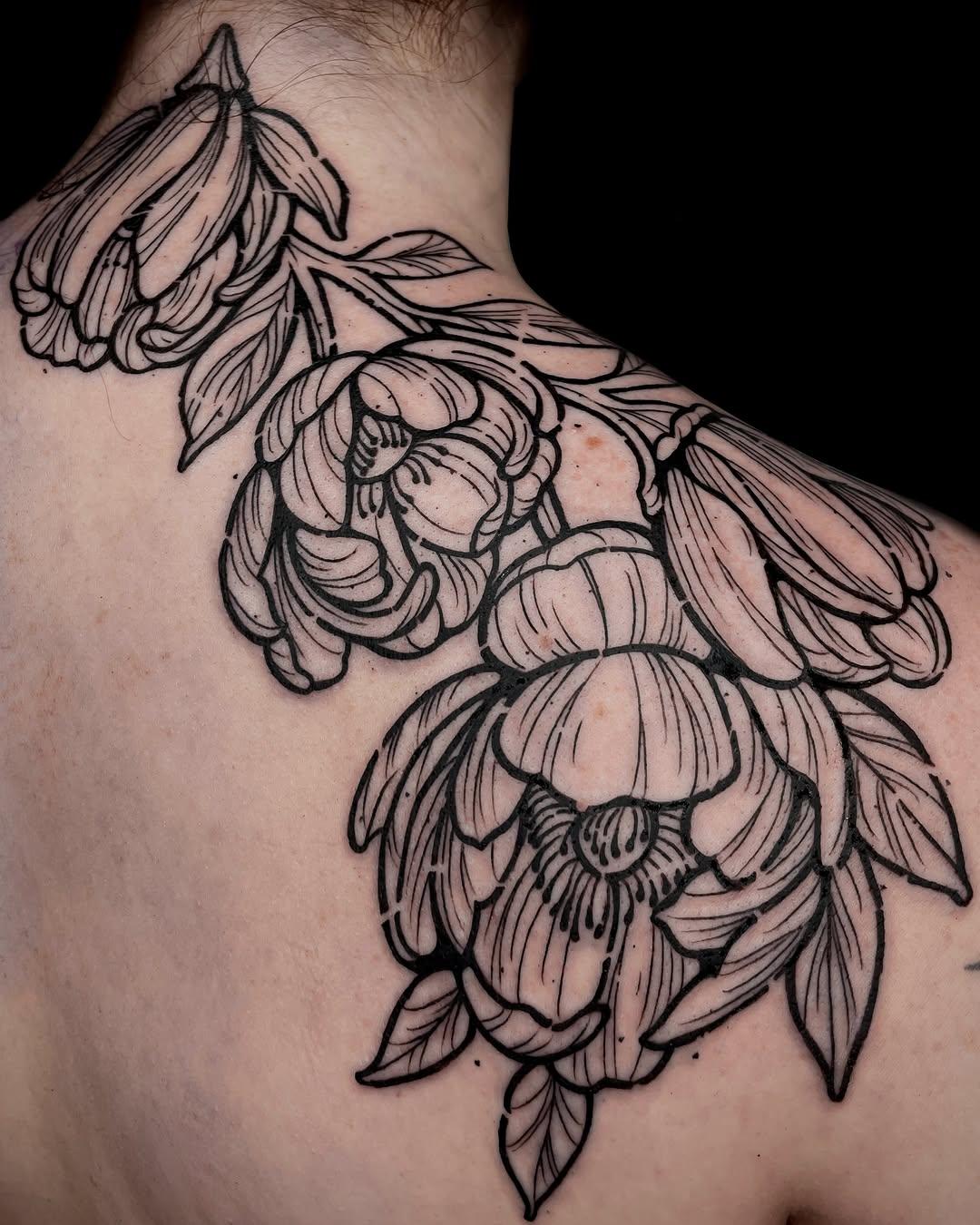 Pivoine & magnolia, demi-dos gravure — sacrenoir.ttt