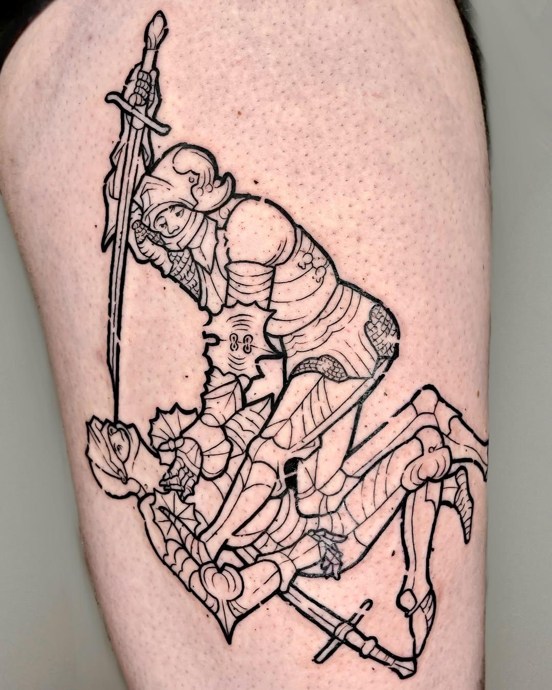 Combat gravure médiévale blackwork — sacrenoir.ttt