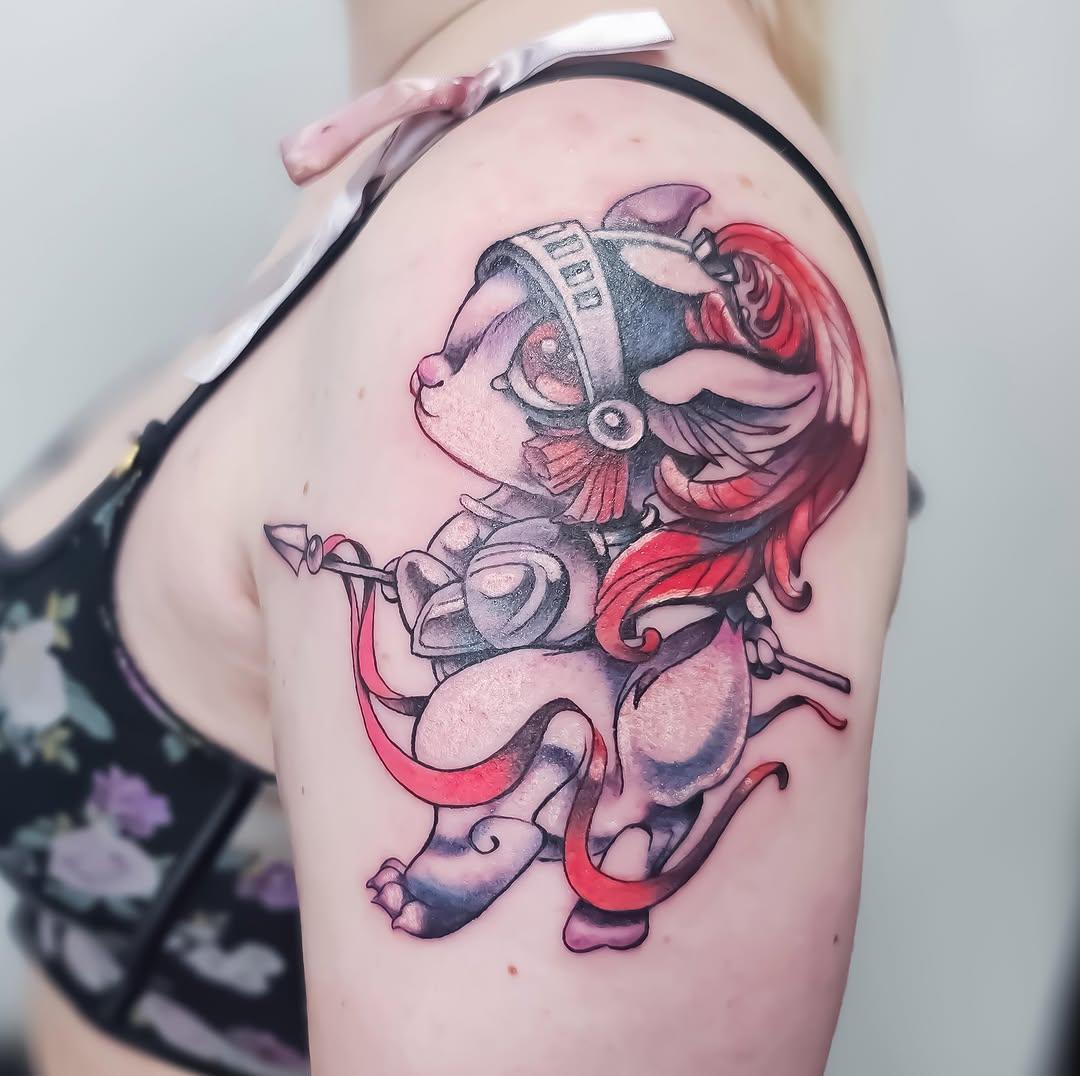 Tatouage lapin guerrier médiéval avec épée — mademoiselle_hirondelle