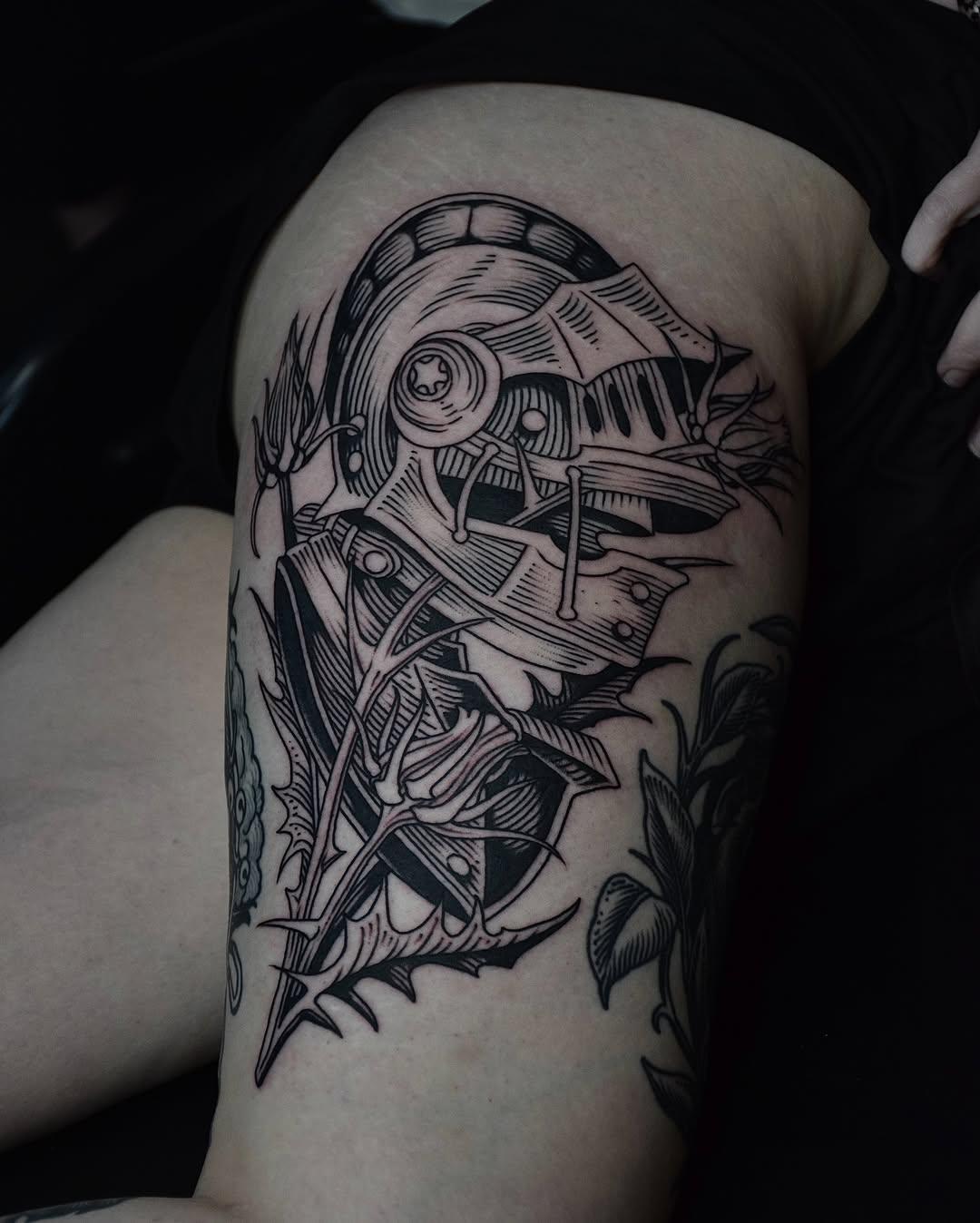 Tatouage Casque, loup, agneau, éléphant — padidet__