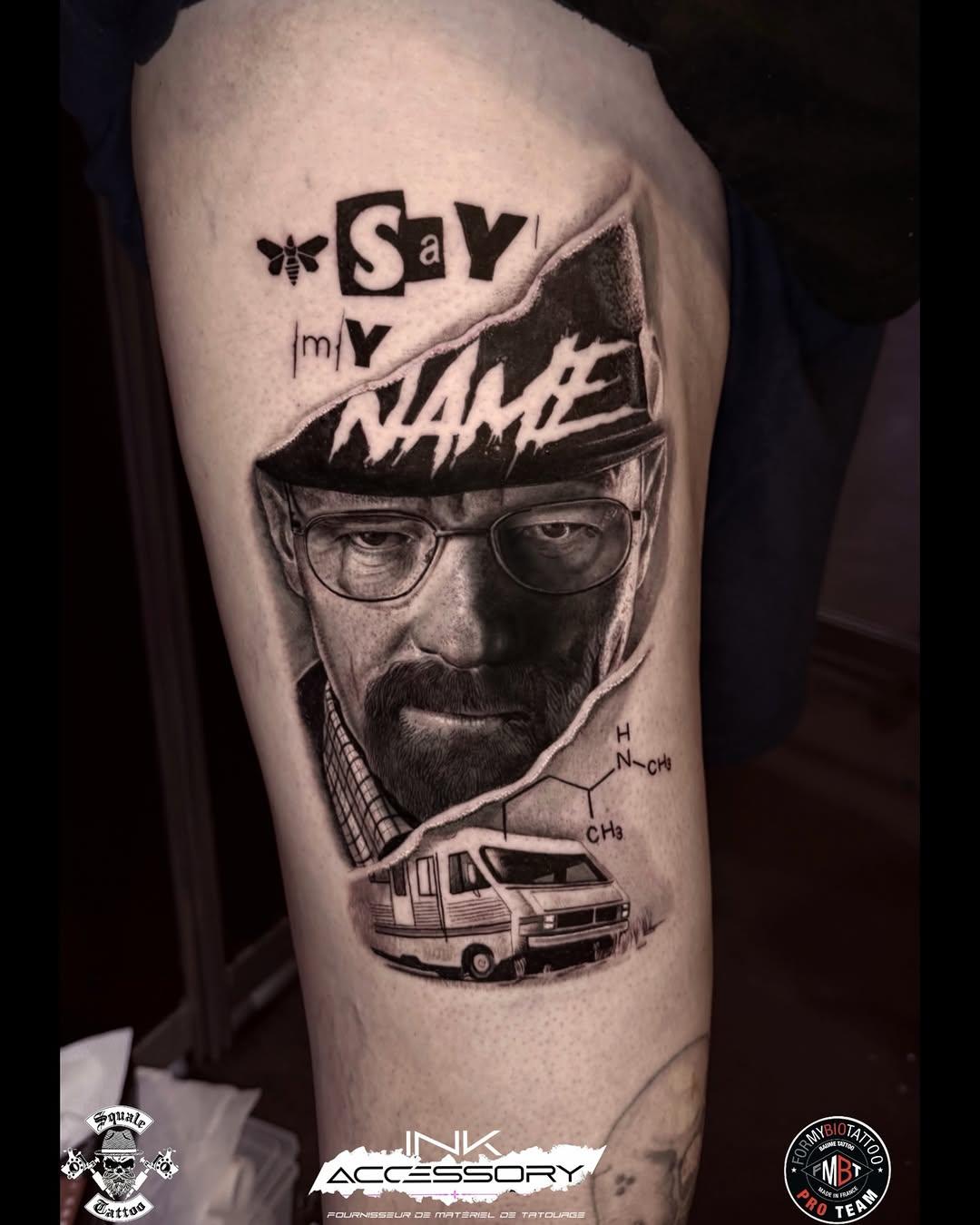 Tatouage Portrait Breaking Bad avec chimie — pascal_squaletattoo