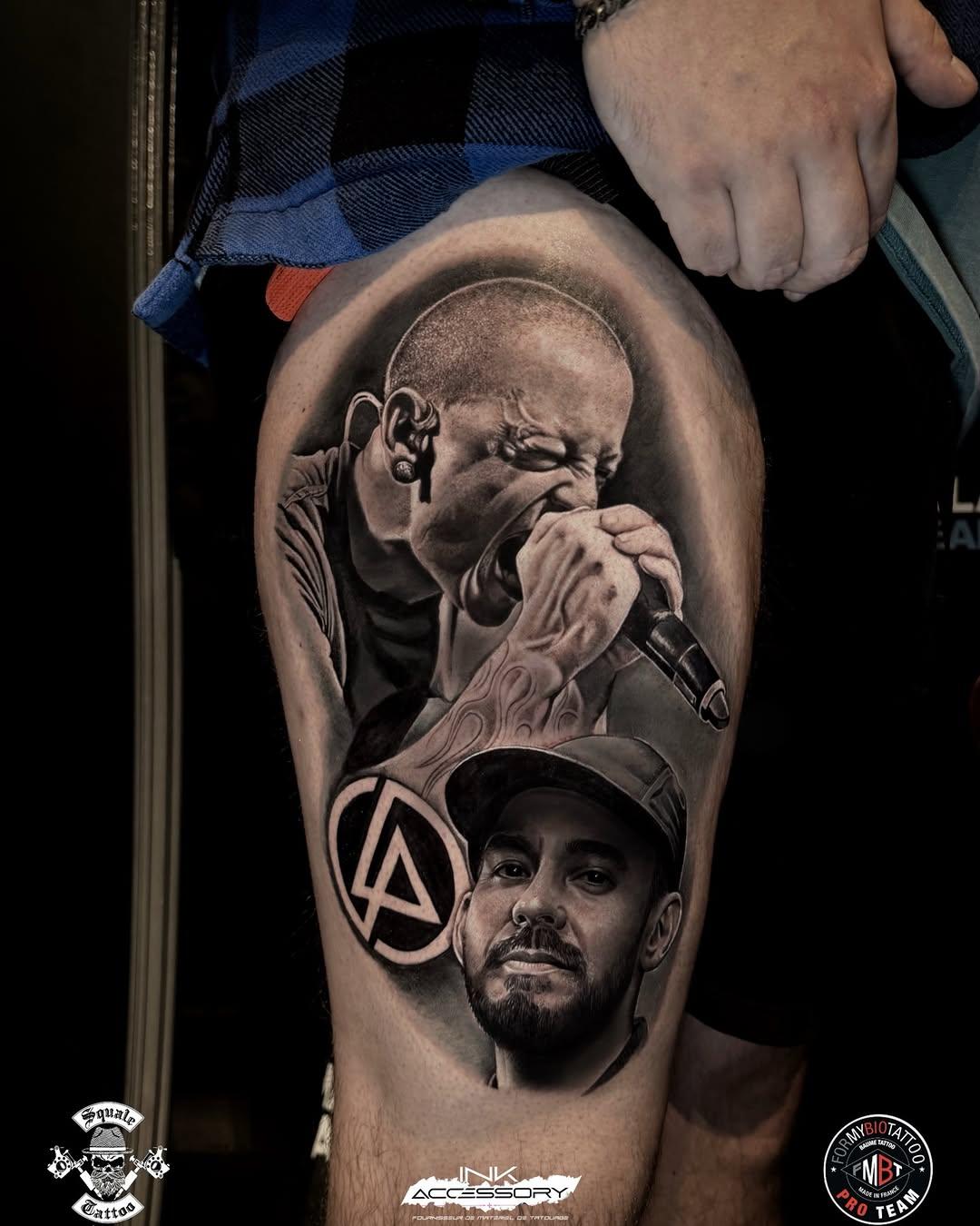 Tatouage Portrait Stan Lee design bicolore — pascal_squaletattoo