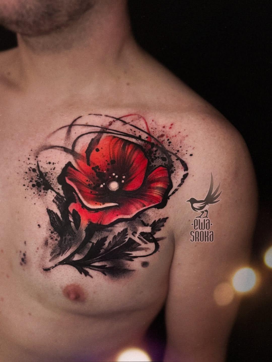 Tatouage fleur pavot aquarelle — ewasrokatattoo