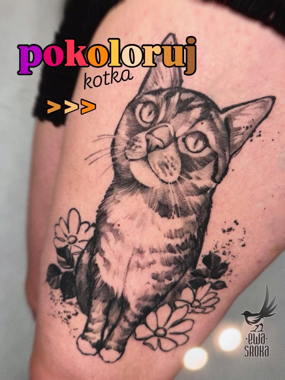 Tatouage portrait chat aquarelle — ewasrokatattoo