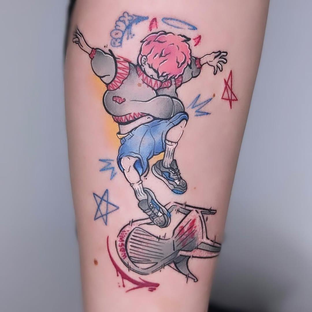 Tatouage personnage cartoon couleur — rouge.tattoo