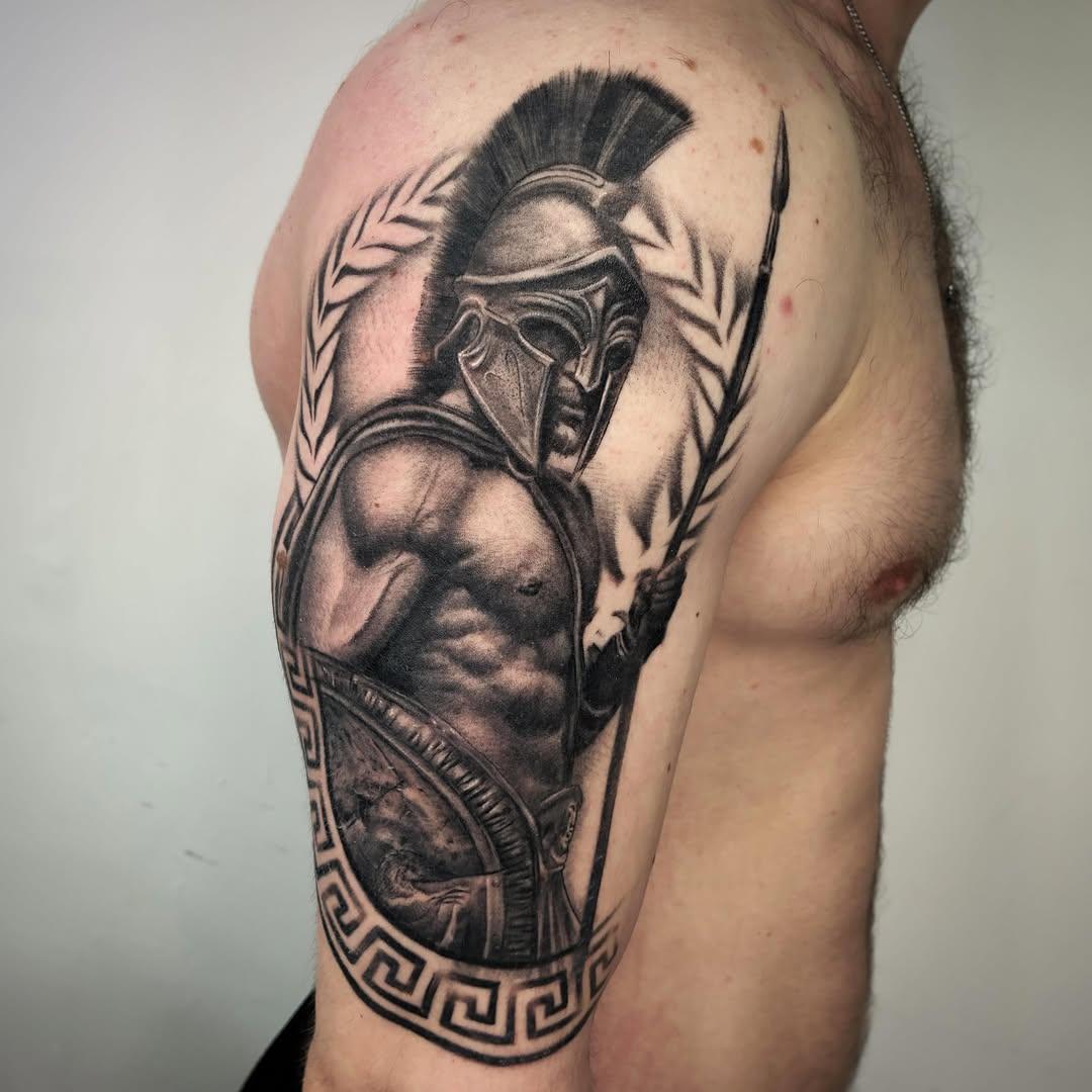 Tatouage Soldat Spartiate Grecque — vladmorgantattoo