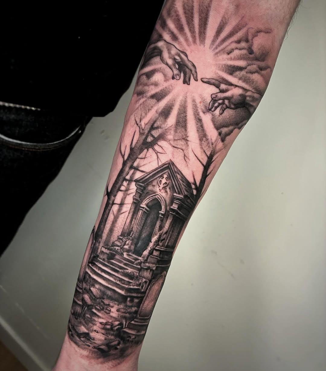 Tatouage Michelange Création d'Adam — vladmorgantattoo