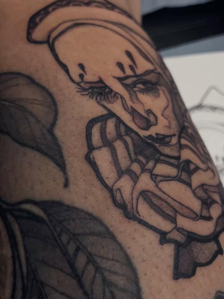 Clown triste blackwork — grofabtattoo