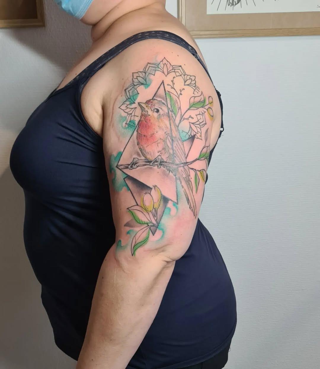 Tatouage Oiseau aquarelle — benji_laforge