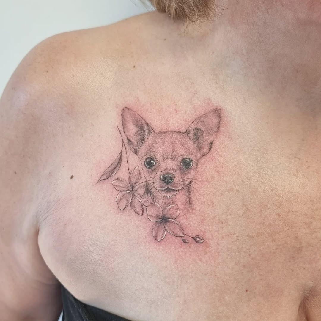 Tatouage Chihuahua portrait — benji_laforge