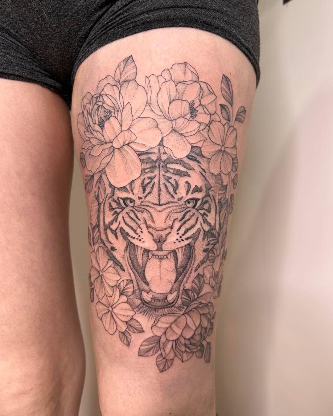 Tatouage tigre jambe — lameduserpent