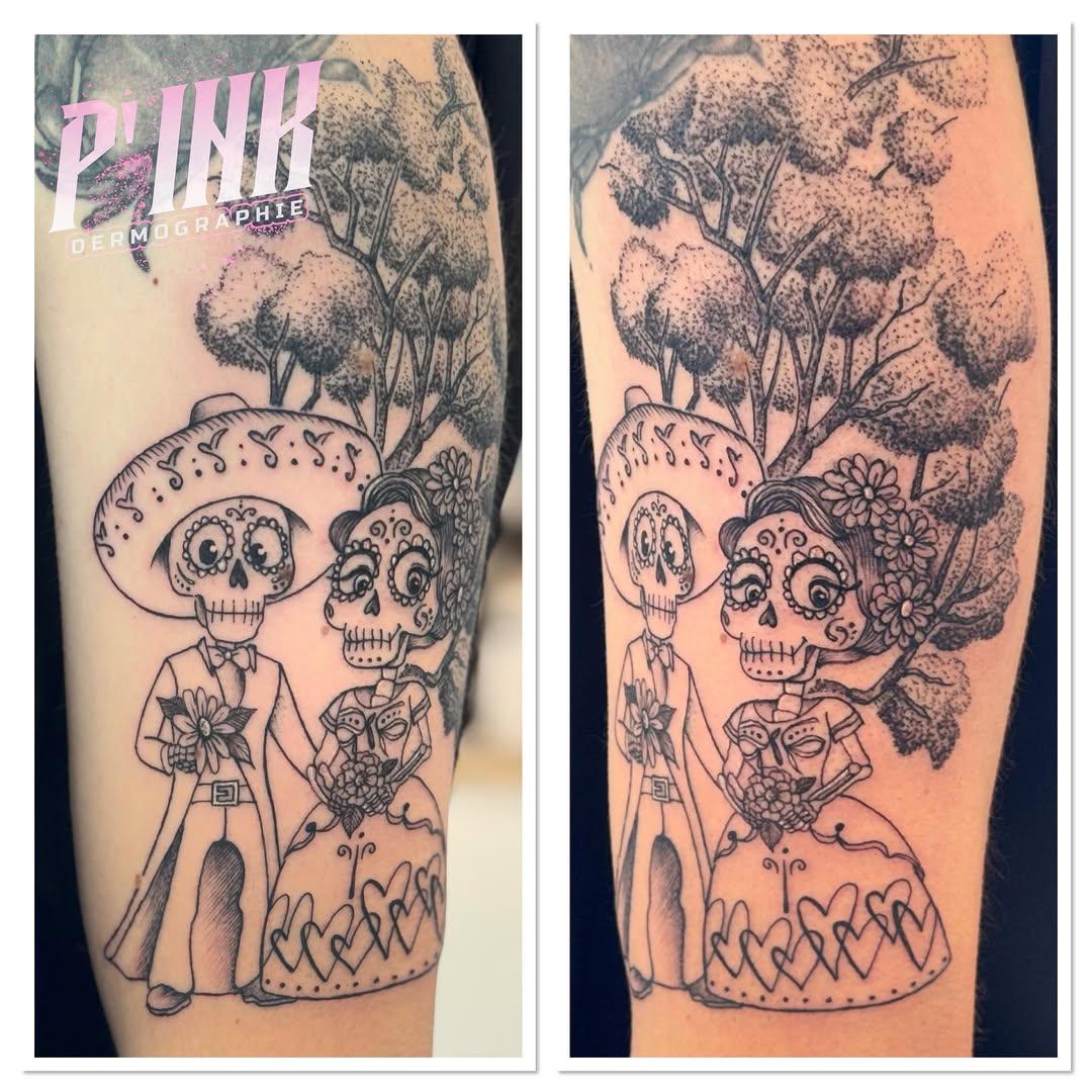 Tatouage Squelettes méxicains avant-bras — pinkdermographie