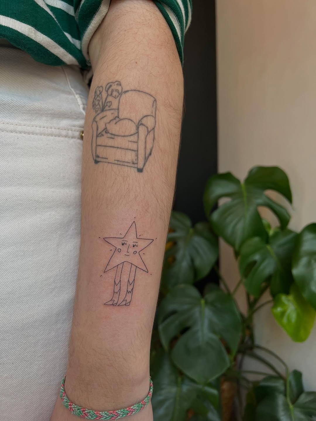Étoile cow-boy fine line — sodiumchloride_tattoo