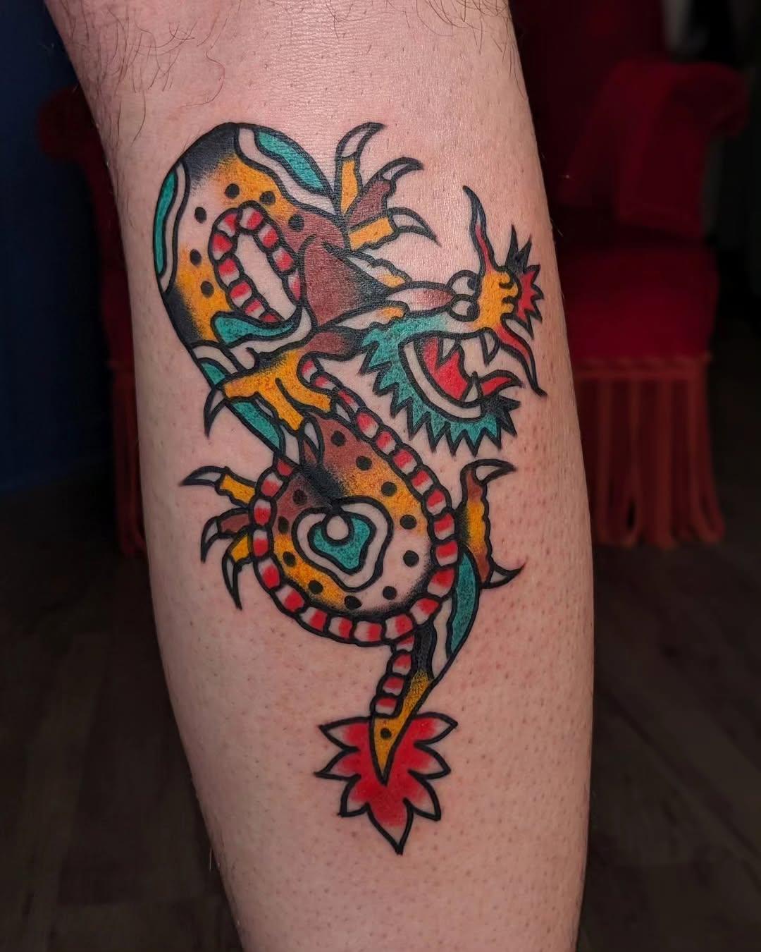 Dragon traditional couleur — rosariotattooer