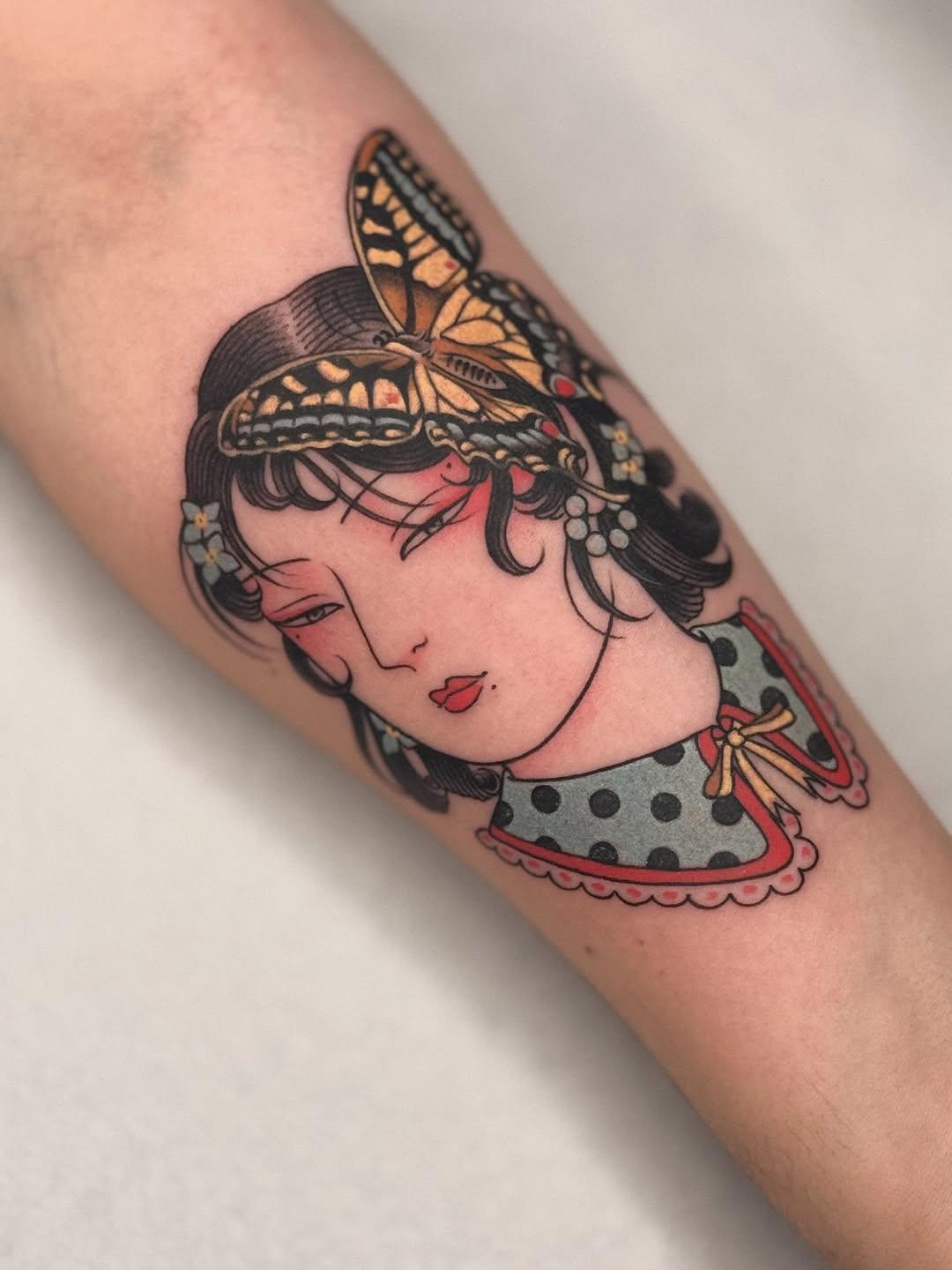 Geisha couleur printanière — lumi.tattoo