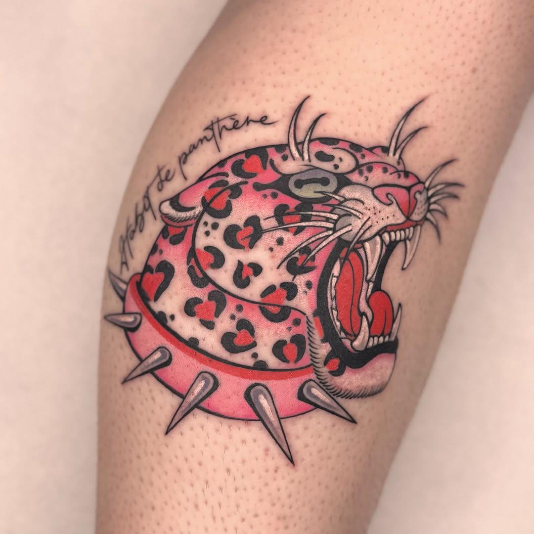 Panthère cœur, flash couleur — lumi.tattoo