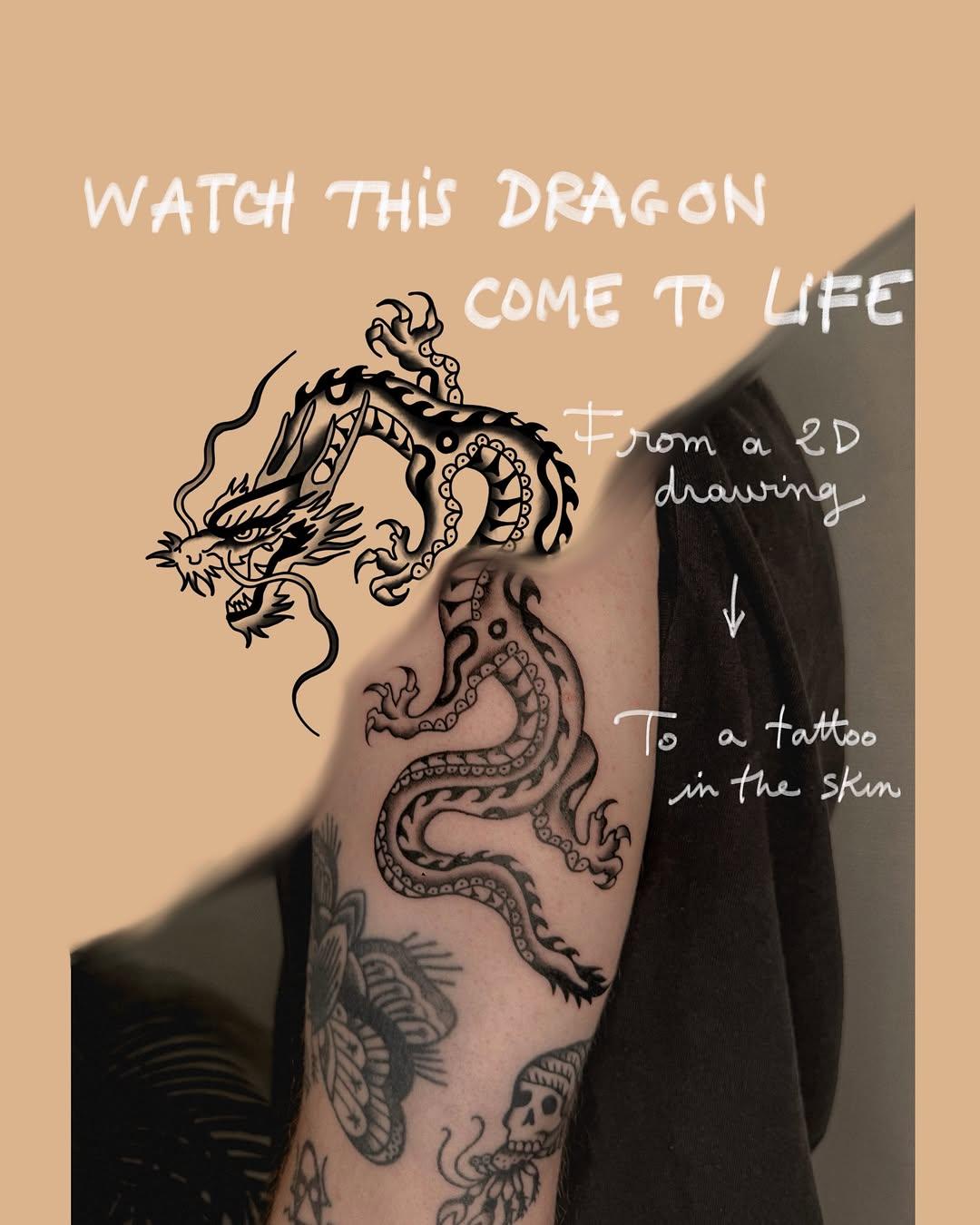Tatouage dragon asiatique — laguepetattoo