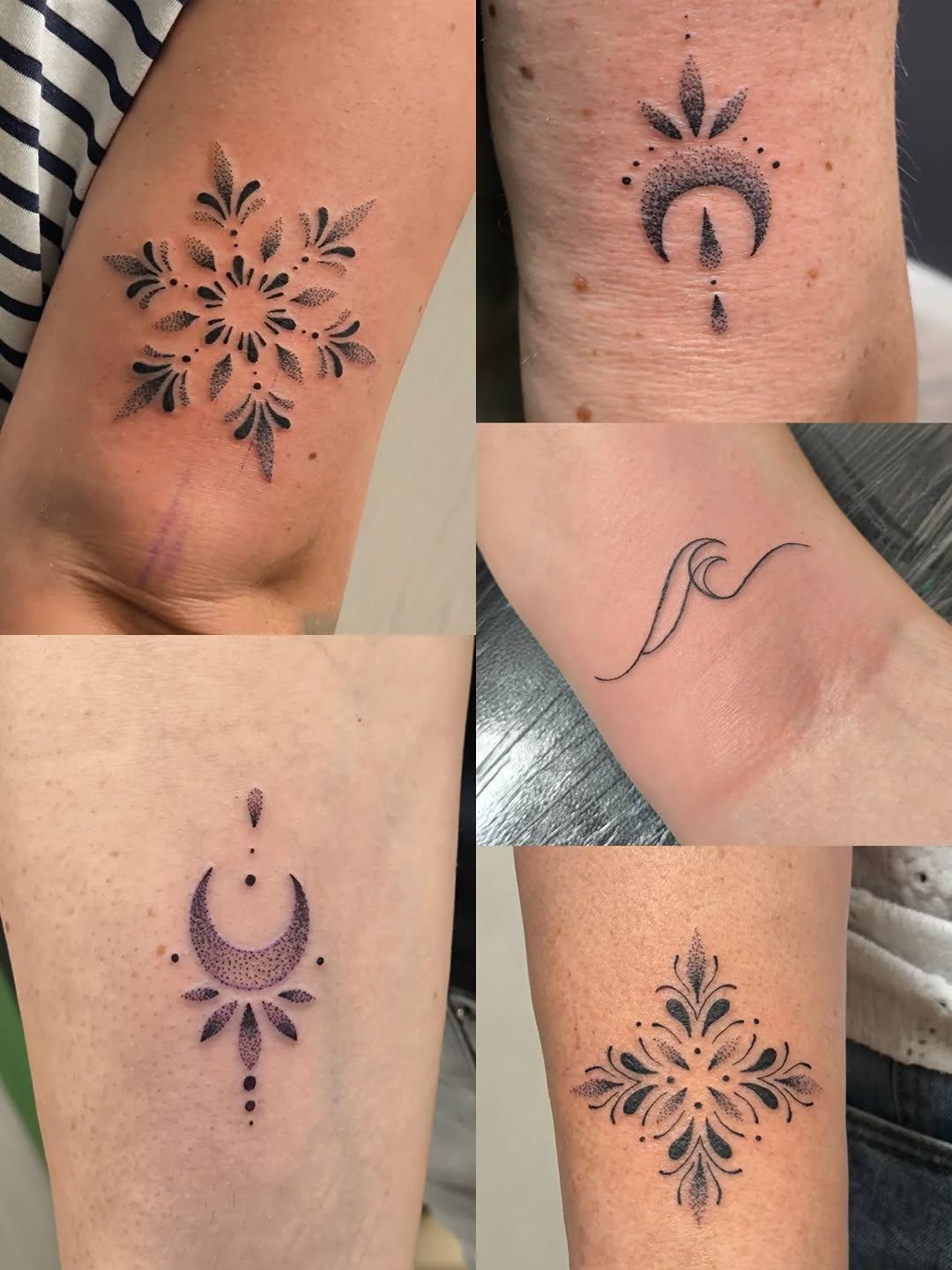 Tatouage Ensemble ornements dotwork — chatodencre