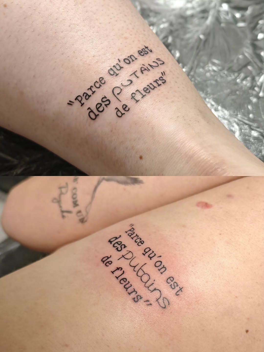 Tatouage Écritures personnelles avant-bras — chatodencre