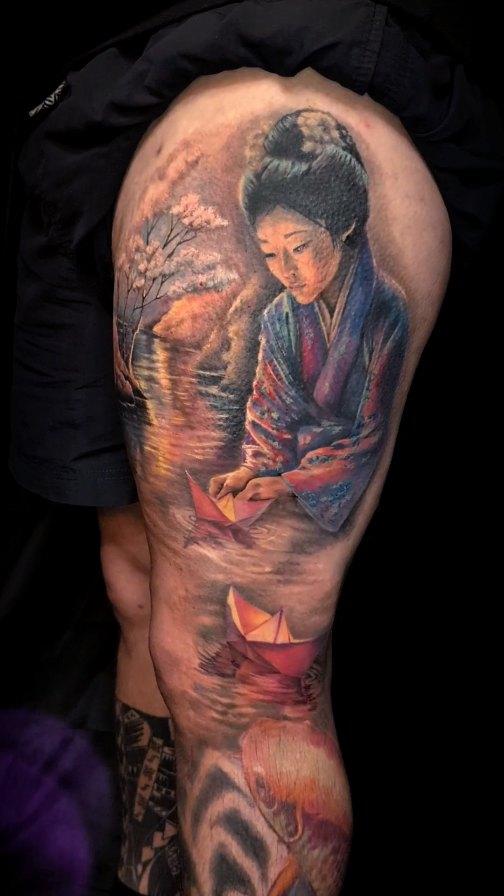 Jambe complète japonaise couleur — sarahtattooos