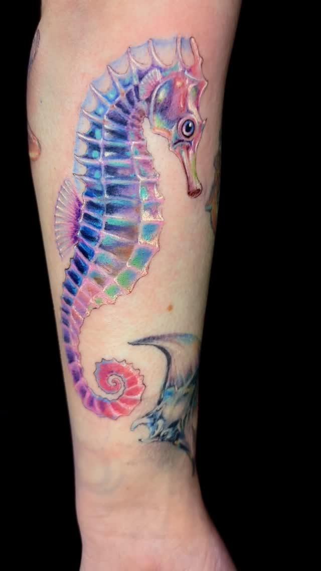 Hippocampe réaliste couleur — sarahtattooos