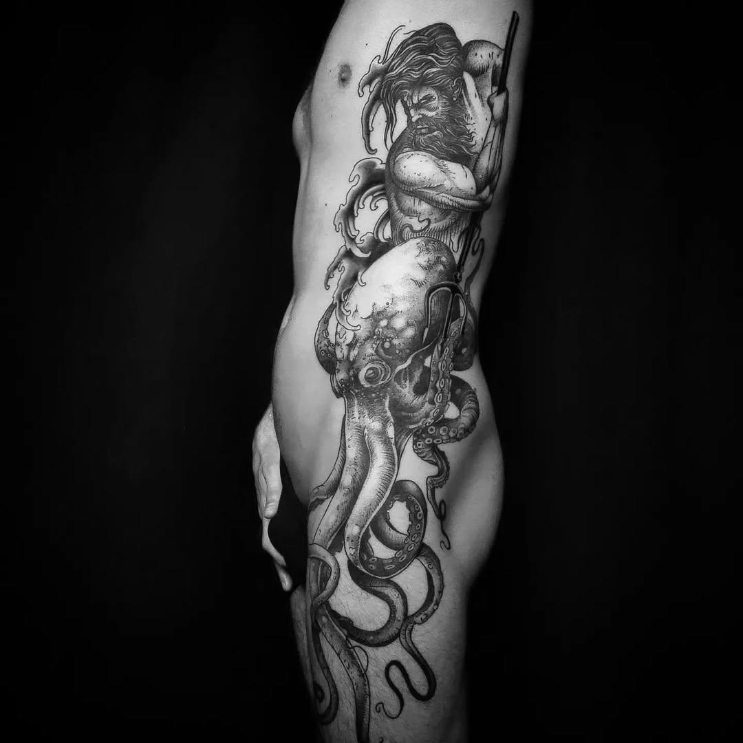 Tatouage kraken créature marine — asphyx