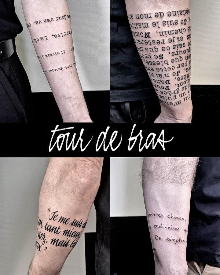 Tatouage Tours de bras texte spirale — georges_tattoos