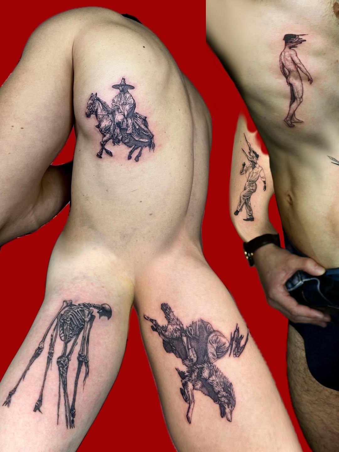 Tatouage animaux et figures surréalistes multi-bras — chan69x
