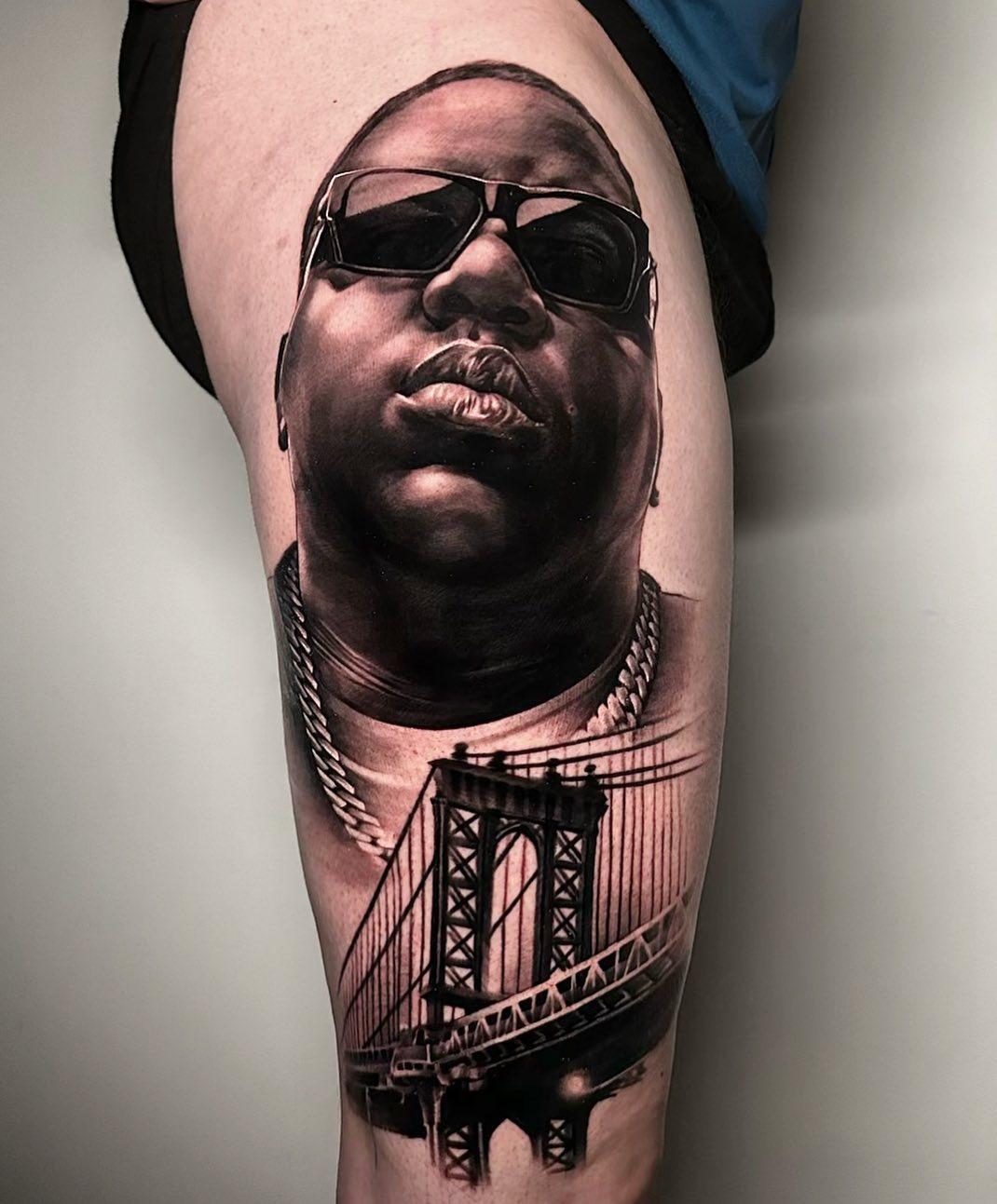 Tatouage B.I.G Biggie portrait — poly_tattoo
