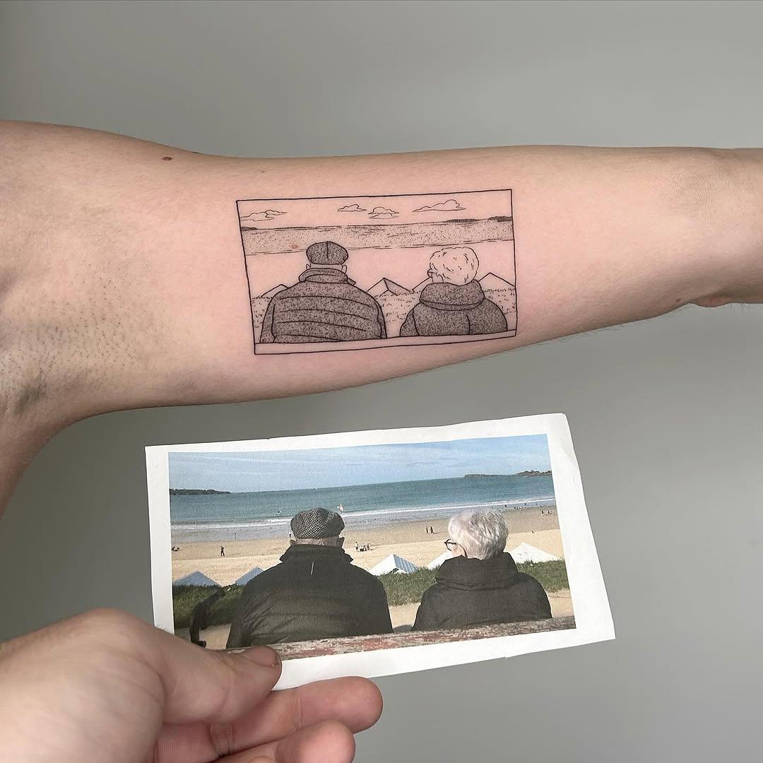 Tatouage Paire au bord de plage — 1096ttt