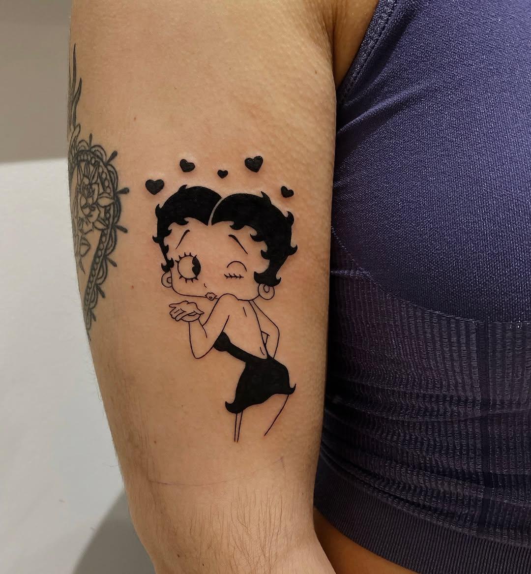 Betty Boop, blackwork cartoon — tache_n0ire