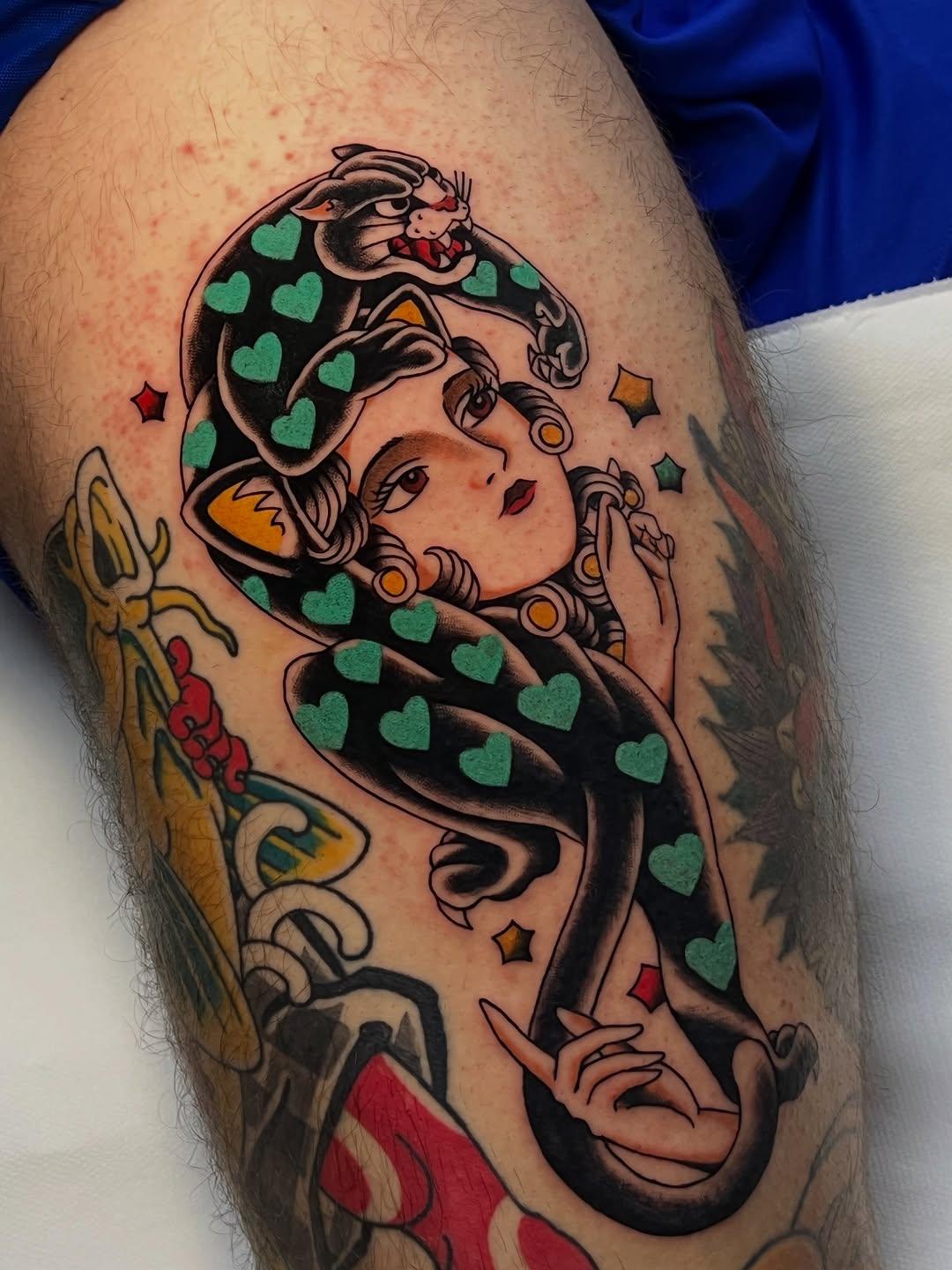 Tatouage Panthère lady traditionnel — georgie_tattoo