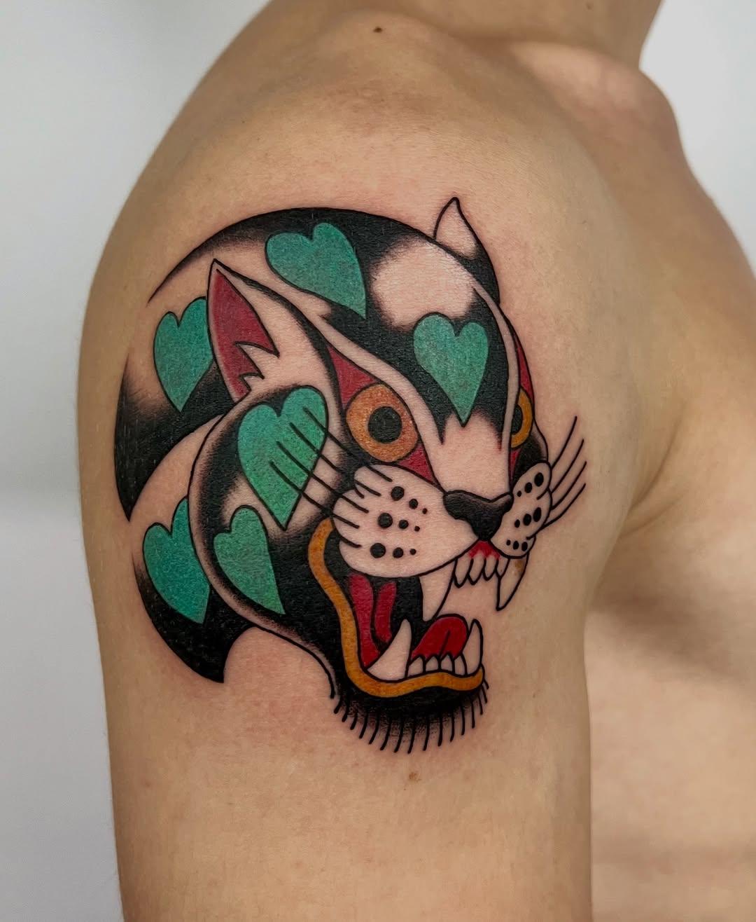 Tatouage Panthère traditionnel — georgie_tattoo