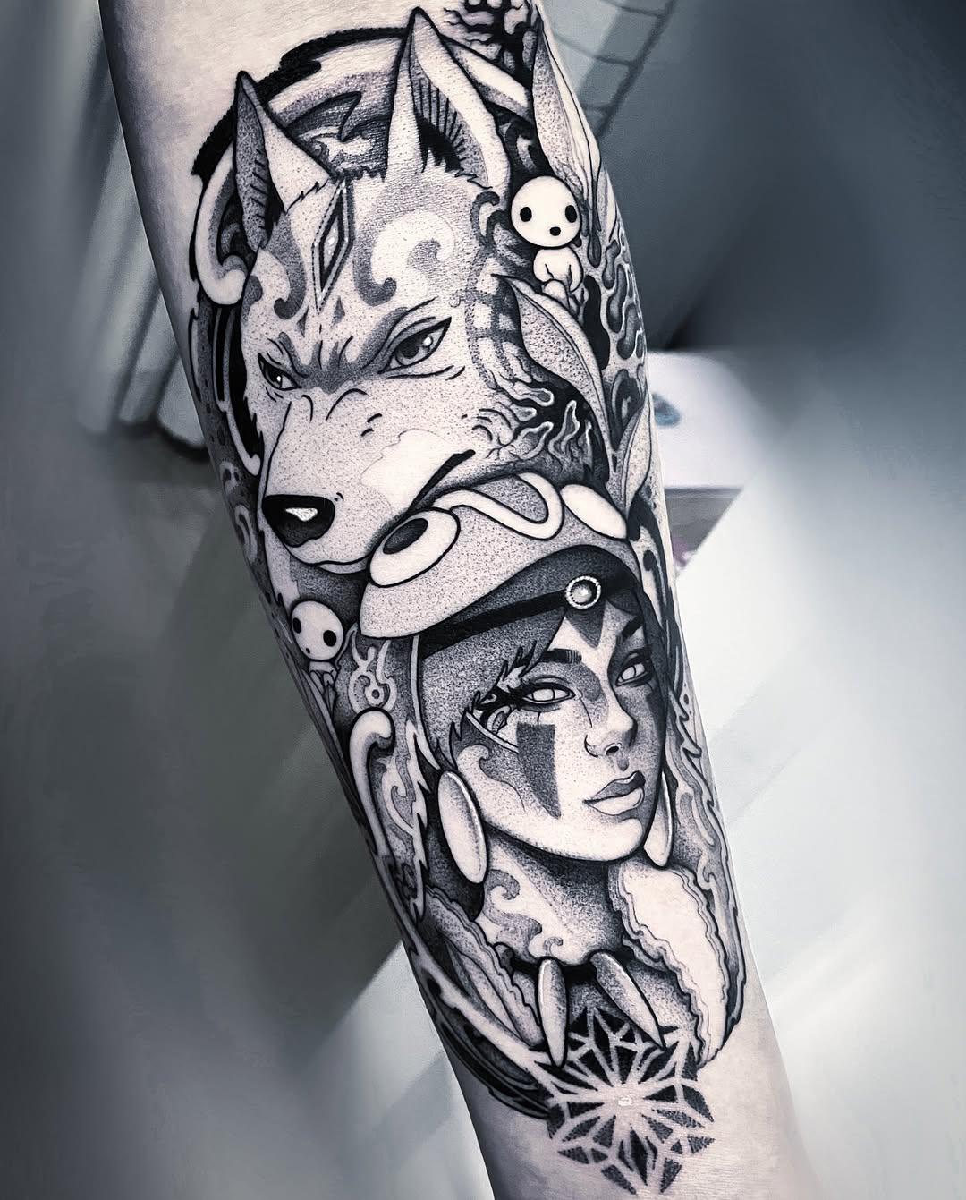 Tatouage Personnages Ghibli Princess Mononoke — mi_li3_art